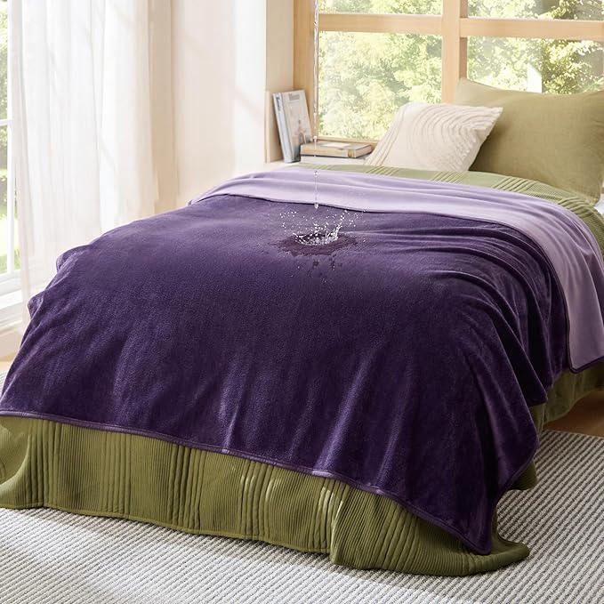 Bedsure Waterproof Blanket for Bed Soft Flannel Fleece, Twin 60"x80" | Dog Blankets for Large Senior Dogs，Couch Cover Throw for Pet Leakproof, Furniture Protector for Travel Camping,Eggplant by Unknown