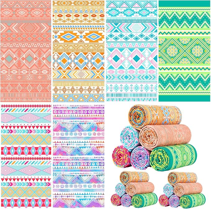 Remagr 24 Pcs Oversized Microfiber Beach Towels Bulk 60"x 28" Extra Large Quick Dry Absorbent Sand Free Towels for Adults, Pool, Travel, Swim, Yoga, Gym (Boho) by Remagr