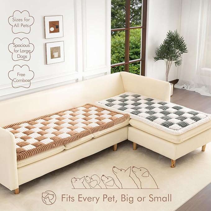 Couch Cover for Sofa, Sectional Couch Cover for Dogs, Sofa Cover Washable, Cushion Cover Blanket Pad Bed Mat for Pets, Fleece Furniture Protector, Camel, 27.6x70.9in - Image 3