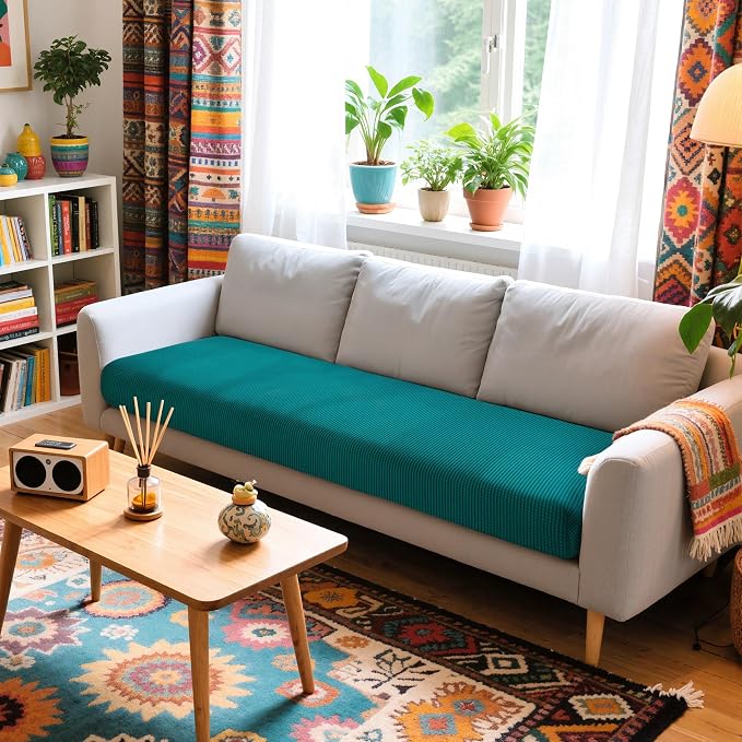 Hokway Couch Cushion Covers Stretch Cushion Covers Sofa Seat Cushion Slipcover Cushion Protector(Teal, Large) - Image 2