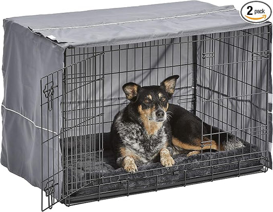 New World Dog Crate Comfort Kit by, Matching Dog Crate Cover & Dog Bed to Make Your Dogs Crate Their Home, Compatible with MidWest Homes for Pets & New World Dog Crates, Fits 36-Inch Dog Crate, Gray by NewWorldPetProducts