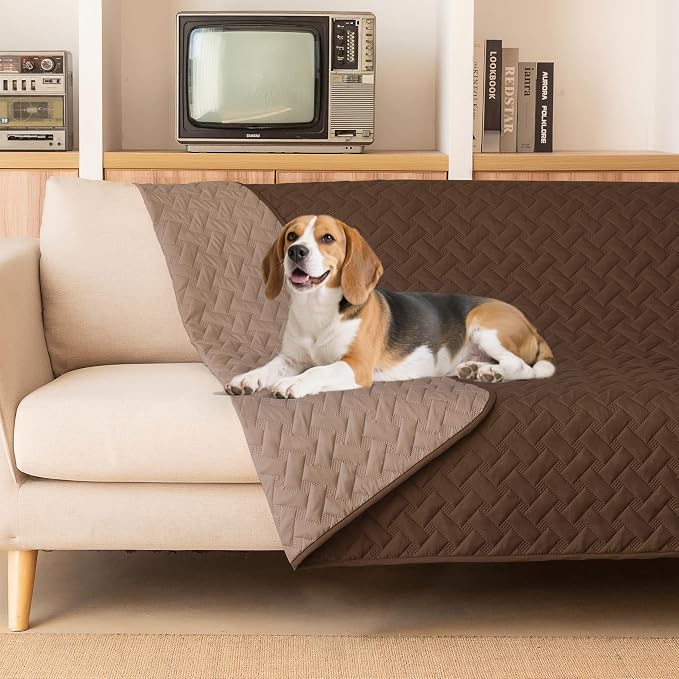 gogobunny 100% Double Sided Waterproof Dog Blanket Soft Pet Bed Cover Reversible Protect Furniture Couch Sofa Car for Puppy Cat Kids (Dark Chocolate/Light Chocolate, 68x82 Inch (Pack of 1)) by gogobunny