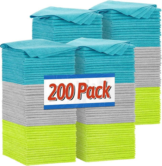 FIXSMITH Shop Towels, Microfiber Cleaning Cloth Bulk, 200 Pack Microfiber Towels for Cars, All-Purpose Absorbent Cleaning Rags, Dust Cloth for Automotive, Mechanic, Garage, Bar, 11.5 x 11.5 inch by FIXSMITH