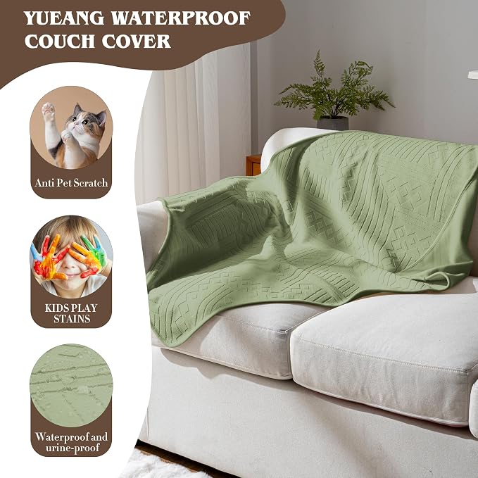 Waterproof Recliner Chair Cover - Washable Double-Sided Velvet and Pattern Reversible Cover for Couch, Bed, Car and Sofa Protection for Dogs, 30x40in/Green - Image 6