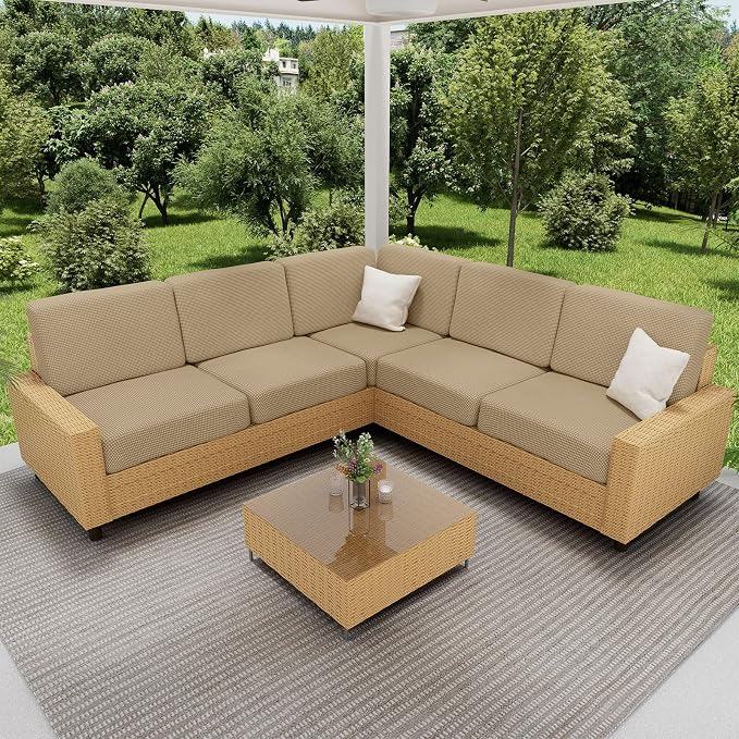 hyha Waterproof Sectional Couch Covers, Non Slip Sofa Cushion Covers | L Shape Sectional Fit, Stretch Jacquard Fabric, Elastic Bottom, Waterproof Protection (1 Piece for Chaise) - Image 2