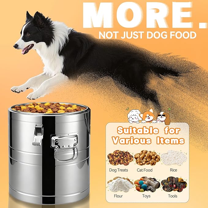 35lb Stainless Steel Dog Food Storage Container, Large Capacity Metal Pet Food Storage Container with Scoop, Airtight Dog & Cat Food Treat Bin for Dry Food Keep Fresh for Multi-Pet Households - Image 6