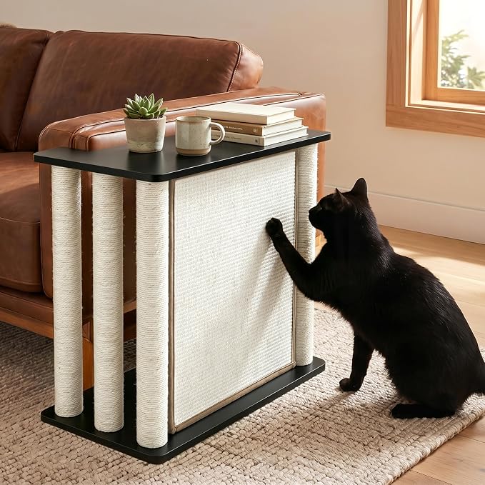 Couch End Table from Cat Scratch, Couch Protector with Sisal Scratching Post & Panel for Cat, Pet Corner for Wall & Furniture Protection, Black Left - Image 8