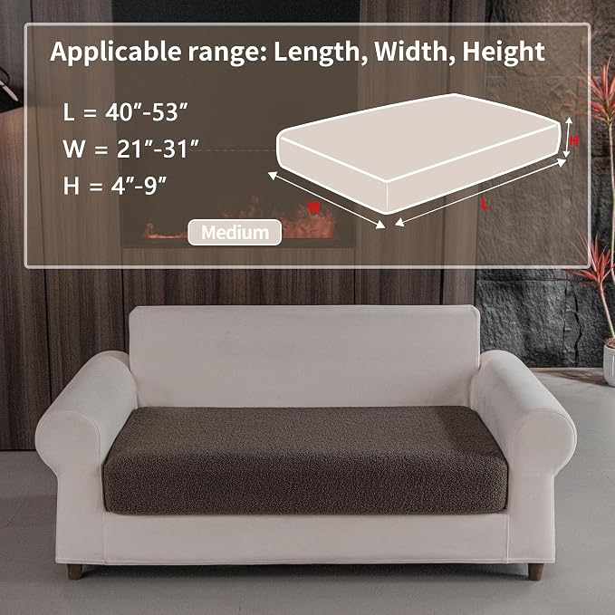 OHSIO Couch Cushion Covers for Sectional Sofa, Stretch Soft Sofa Slipcovers Washable Wear-Resistant Universal Furniture Protector for Living Room(1 Piece Loveseat Cover, Brown) - Image 2