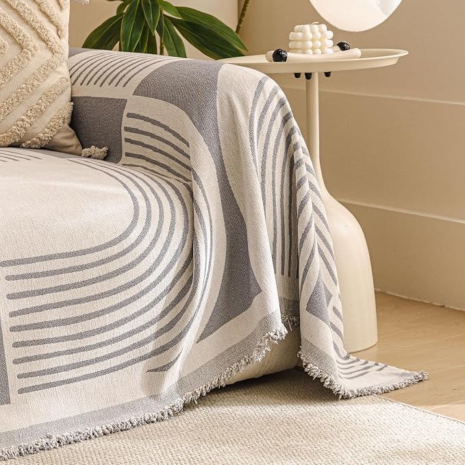 Couch Covers for Sofa & Cats - Modern Chenille Pet Blanket, Anti-Slip Heavy Duty Shield, Scratch-Resistant Washable Furniture Protector 71"x91",Grey - Image 3