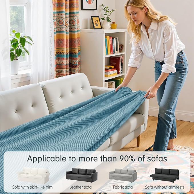 Hokway Couch Cushion Covers Stretch Cushion Covers Sofa Seat Cushion Slipcover Cushion Protector(SmokyBlue, Large) - Image 4