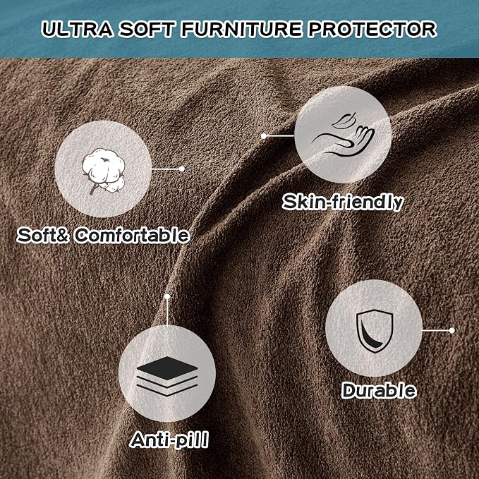 MYSKY HOME Sectional Couch Cover for Dogs, 2 Pieces Couch Covers for L Shape Sofa, Sofa Cover Washable, Furniture Protector Chaise Lounge Cover for 2-3 Cushion Couch (71"x118"+71"x118", Brown) - Image 3