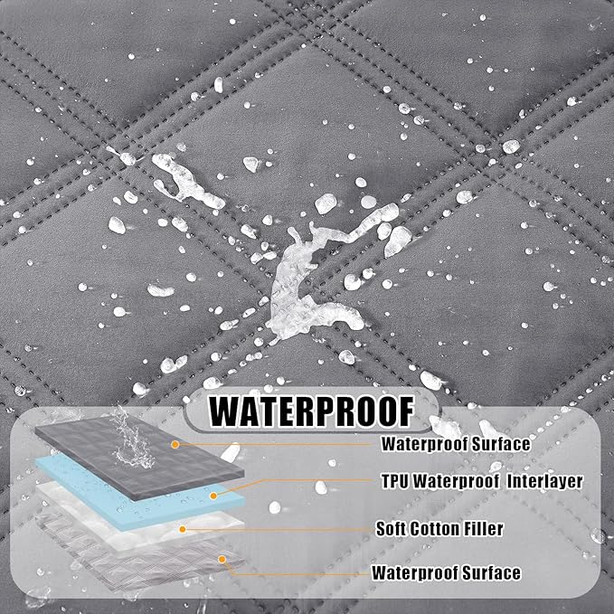 Smiry Waterproof Dog Bed Cover, Reversible Pet Blanket for Sofa Couch | Soft Washable Dog Blanket, Leakproof Couch Cover for Dogs Cats & Furniture Protection, 82x120, Grey/Light Grey - Image 2