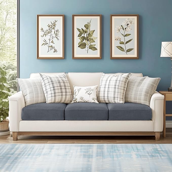 CHUN YI 3Piece Stretch Couch Cushion Covers, Sofa Seat Slipcovers for Pets, Suitable for Armchair Loveseat Sofa with Spandex Jacquard Washable Fabric(3Piece,Grey) - Image 2