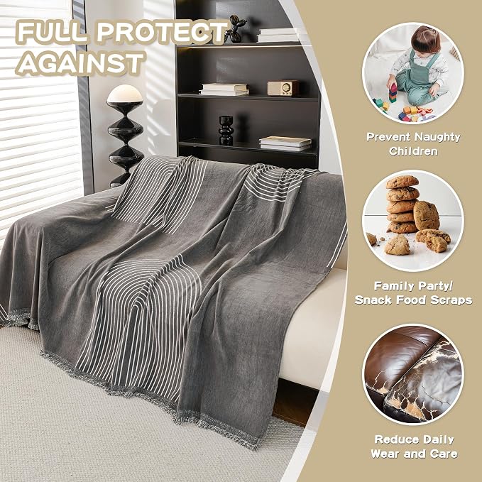 MEETSKY Couch Cover Sofa Cover Washable,Chenille Sofa Covers for 2 Cushion Couch Sofa, Sofa Slipcover Loveseat Pet Couch Covers for Sectional Sofa,71" X118" - Image 4