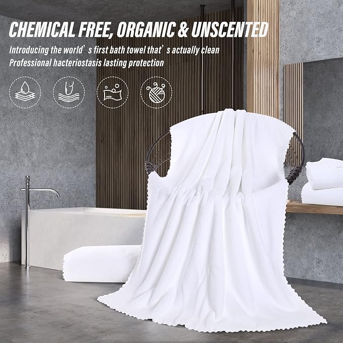 MOONQUEEN 6 Pack Premium Bath Towel Set - Quick Drying - Microfiber Coral Velvet Highly Absorbent Towels - Multipurpose Use as Bath Fitness, Bathroom, Shower, Sports, Yoga Towel (White) - Image 6