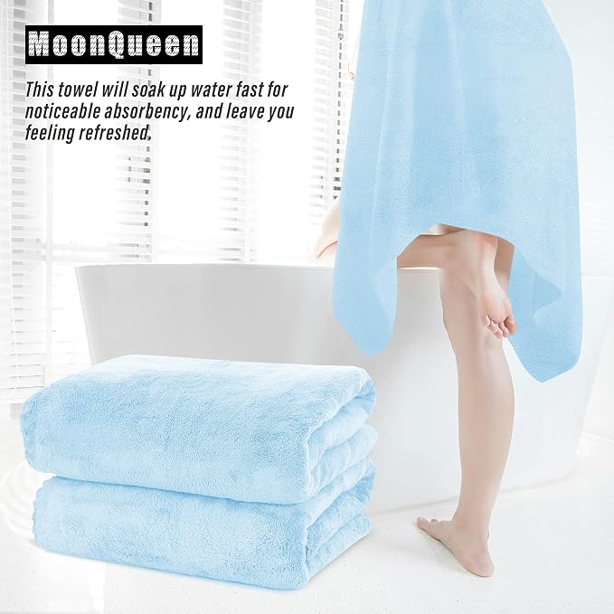 MOONQUEEN 6 Pack Premium Bath Towel Set - Quick Drying - Microfiber Coral Velvet Highly Absorbent Towels - Multipurpose Use as Bath Fitness, Bathroom, Shower, Sports, Yoga Towel (Aquamarine) - Image 7