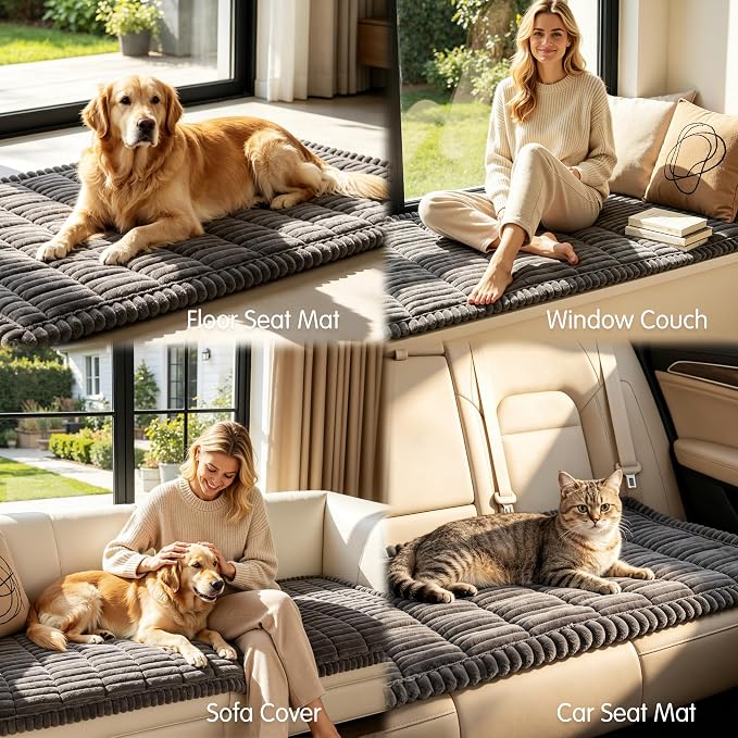 SUBRTEX Couch Cover for Dogs, Non-Slip Sofa Mat Washable, Thick Sofa Slipcover Cushion Protector Pet-Friendly (Gray, 27.6"x82.7") - Image 7
