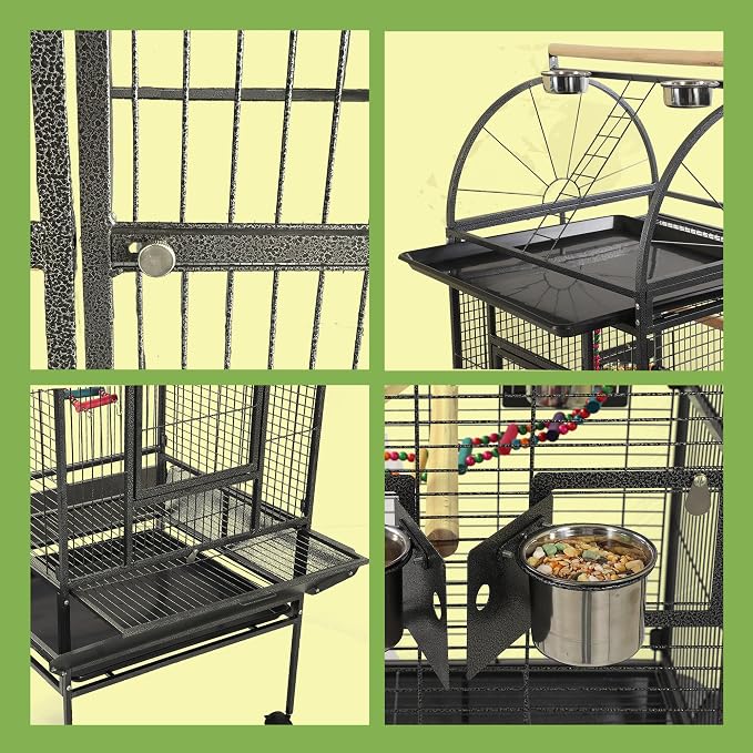 68'' Large Parrot Cage, Large Bird Cages for Parrots,Conure Cage for Birds, Cockatiel Cage with Play Top,Feeders,Slide-Out Tray,Seed Catcher,Birdcage Toys for Cockatoo,African Grey,Lovebird - Image 4