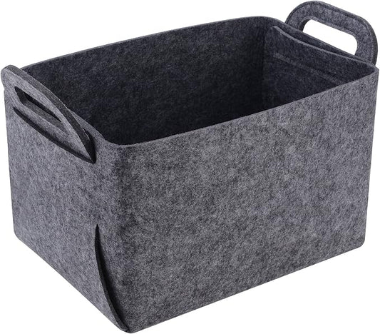 Minoisome Storage Basket Felt Storage Bin Collapsible& Convenient Box Organizer with Carry Handles for Office Bedroom Closet Babies Nursery Toys Laundry (Gray, 15.7inch（L）×11inch（W）×10inch（H）) by Unknown