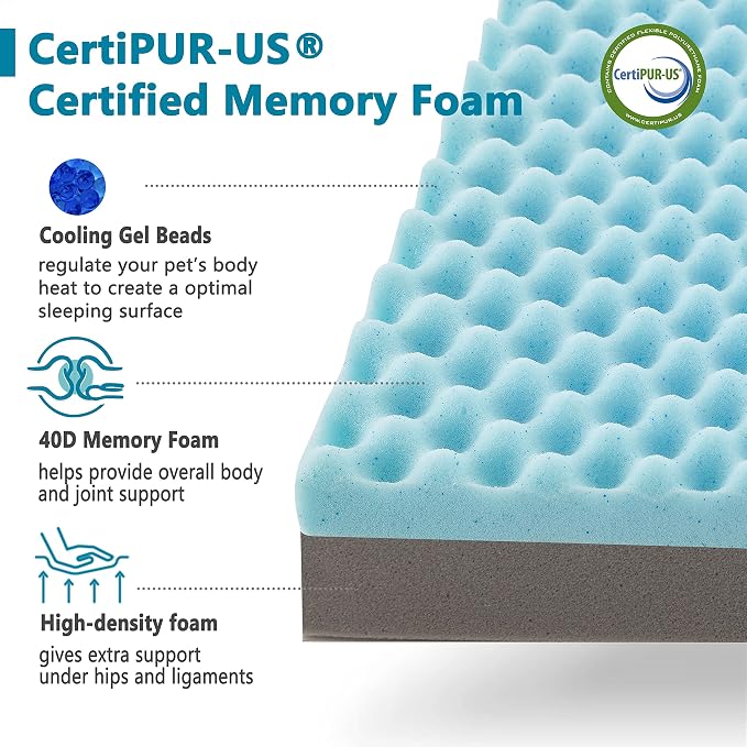 WATANIYA PET XL Cooling Dog Beds for Large Dogs, 41-Inch Dog Crate Bed | Gel Memory Foam for Joint Relief, Waterproof Liner, Plush Removable Cover, for Pets Up to 90 lbs - Image 4