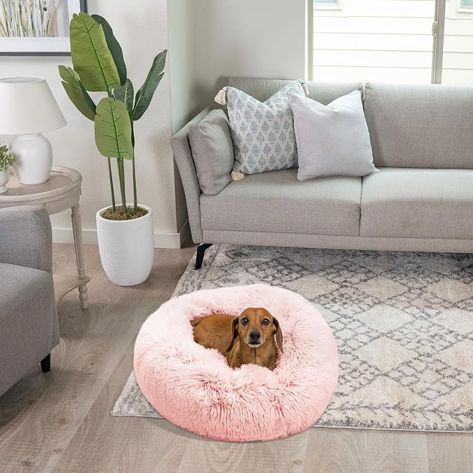Best Friends by Sheri The Original Calming Donut Dog Bed for Small Dogs up to 25 lbs, Shag Faux Fur, Cotton Candy Pink, 23" x 23" - Image 7