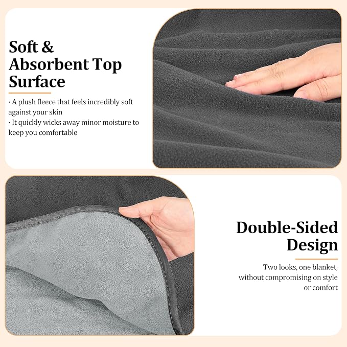 Catalonia Waterproof Bed Blanket, Washable Reversible Furniture Protector | Grey/Grey Double-Sided Fleece, Leakproof Protection for Bed, Sofa and Couch, Resists Spills, Stains and Everyday Messes - Image 3