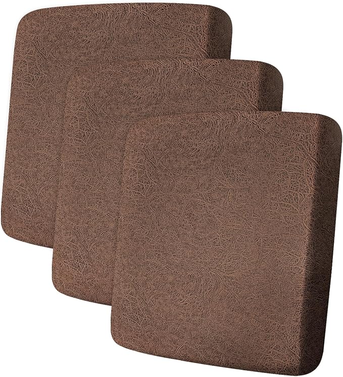 ANARACHON Leather Look Couch Cushion Covers Sofa Seat Slipcovers Sets Couches Furniture Protector for Sectional Armchair Loveseat Pets Kids Stretch Spandex Fabric (3 Cushion Sofa, Brown) by ANARACHON