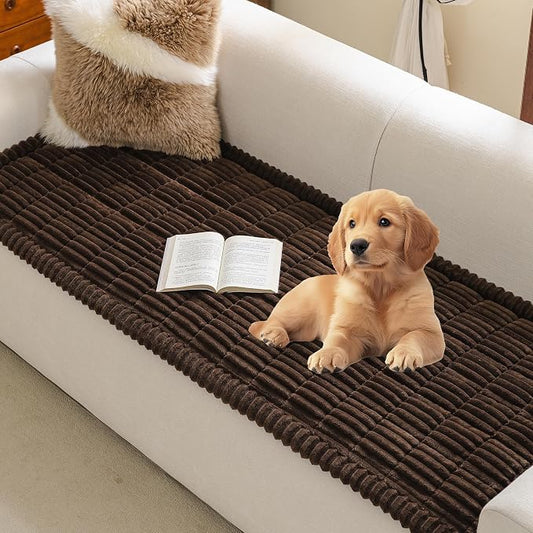 MYSKY HOME Couch Covers for 2 Cushion Sofa, Couch Cover for Dogs, Sofa Covers for Pets Washable, Soft Non-Slip Sofa Slipcovers, Loveseat Couch Covers, Furniture Protector, Chococlate, 27.6" x 59" by MYSKYHOME