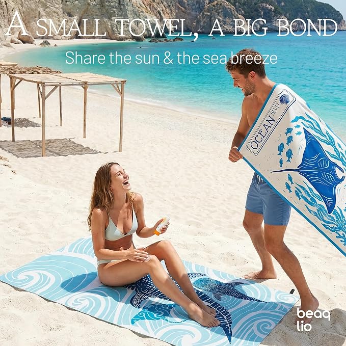 6 Pack Microfiber Beach Towel Set with 6pcs Travel Bag 71*36'' Blue | Quick Dry XL Beach Towels for Cruise Pool Yoga Gym Gift, Lightweight Absorbent Sandproof Compact Towels Beach Essentials - Image 6