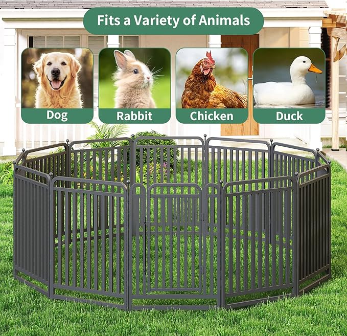 40 Inch Dog Playpen Outdoor, 32 Panels Puppy Playpen Heavy Duty Dog Play Pen Indoors, Rust Resistant Dog Pen for Large/Medium/Small Dogs, Dog Fence for RV Camping