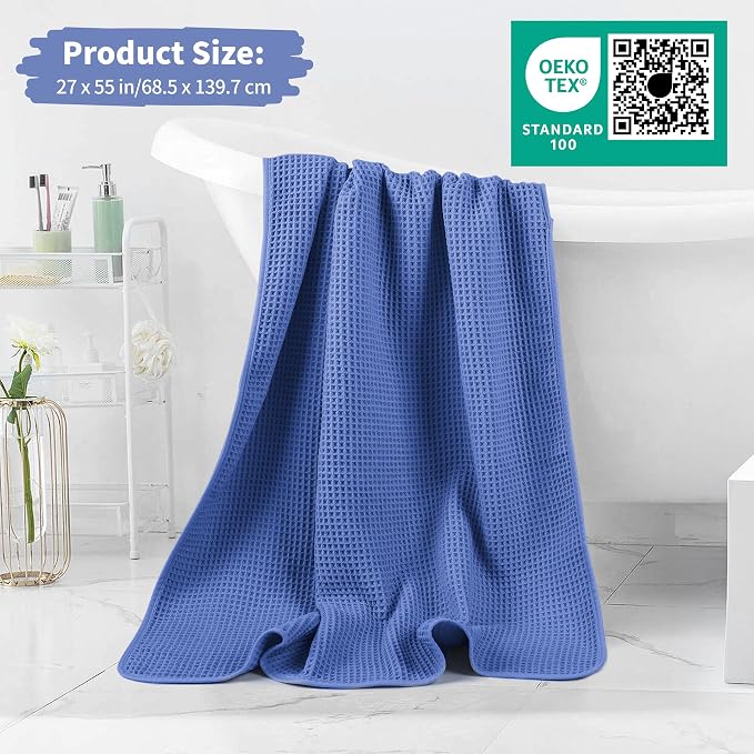 Microfiber Waffle Bath Towels, 4 Pieces, Soft, Absorbent, Fast Drying, Lint Free 430 GSM (27''x55''/68.58 cm x139.7 cm) - Image 5