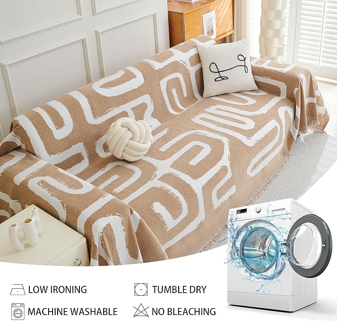 MEETSKY Boho Couch Cover Sofa Cover Washable,Chenille Sofa Covers for 2 Cushion Couch Sofa, Sofa Slipcover Loveseat Pet Couch Covers for Sectional Sofa,71" X118" - Image 5