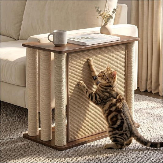 Couch End Table from Cat Scratch, Couch Protector with Sisal Scratching Post & Panel for Cat, Pet Corner for Wall & Furniture Protection, Walnut Left by ARBORARCHHOME