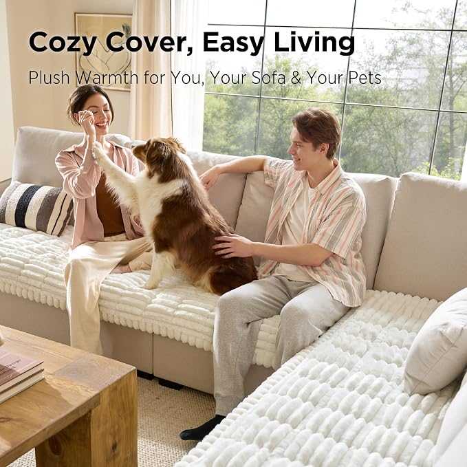 Bedsure Comfyfleece™ Couch Covers for Dogs, Non-Slip Sofa Covers for Pets | 300gsm Thick Quilted Padding, Ultra-Soft Corduroy Flannel, Machine Washable, for Small 3-Seater / Large Loveseat, 70" - Image 2