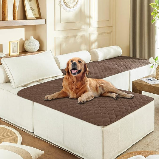 gogobunny 100% Double-Sided Waterproof Dog Bed Cover Pet Blanket Sofa Couch Furniture Protector for Puppy Large Dog Cat, Reversible (40x50 Inch (Pack of 1), Dark Chocolate/Light Chocolate) by gogobunny