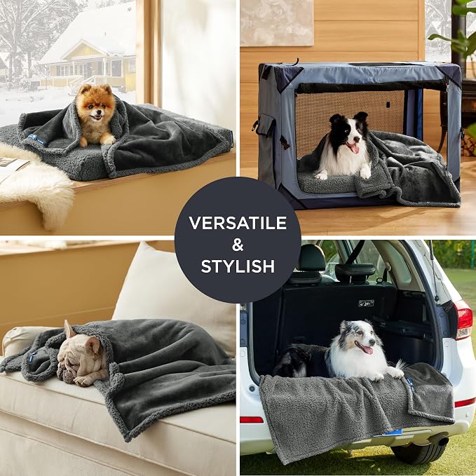 Bedsure Self Warming Dog Blankets for Large Dogs Waterproof - 40"X50" Grey | Soft Plush Sherpa Fleece Cat Puppy Blanket Washable for Couch Protector Reversible, Cozy Calming Throw Warm for Pet - Image 5