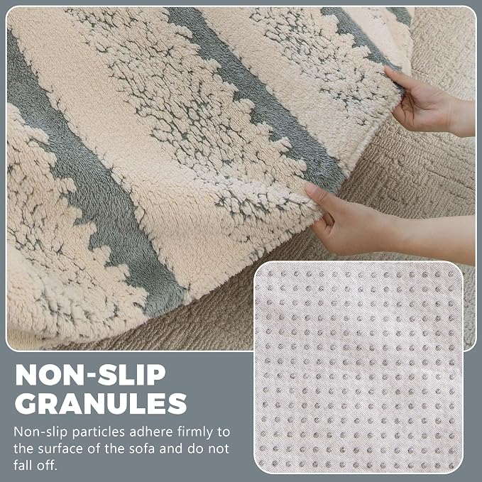 Sherpa Fleece Oversized Couch Cover for 3-4 Cushion Sofa, Gray 71" x 150" - Pet Proof Sofa Covers Heavy Duty Scratch Resistant Pet Friendly Furniture Cover - Easy Install, Machine Washable - Image 3