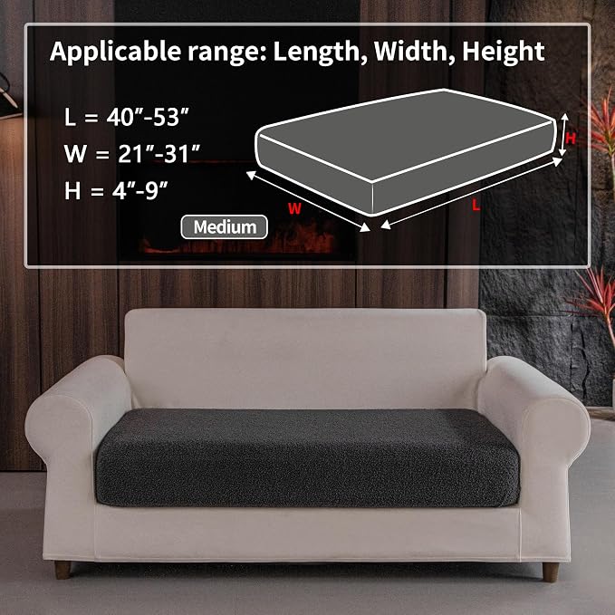 OHSIO Couch Cushion Covers for Sectional Sofa, Stretch Soft Sofa Slipcovers Washable Wear-Resistant Universal Furniture Protector for Living Room(1 Piece Loveseat Cover, Dark Gray) - Image 2