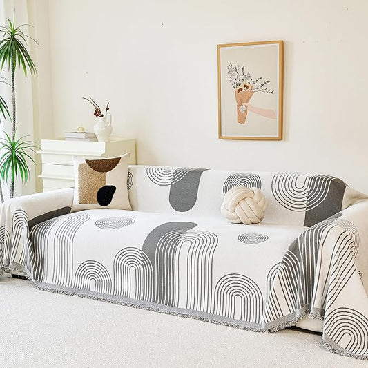 VANJOROY Boho Couch Cover Chenille for 2 Cushion Loveseat, Washable Grey Sofa Couch L-Shape Cover Protector Soft Sofa Slipcovers for Pets Dog with Tassel,71"x 102" by CHOOSEVANJOROYENJOYAMORECOMFORTABLEFEELING