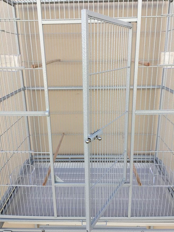 64" Extra Large Wrought Iron Side Nesting Box Doors for Flight Breeding Canary Parakeet Cockatiel Lovebird Finch Bird Flight Home Cage Easy to Clean Pull Out Tray with Removable Rolling Stand - Image 4