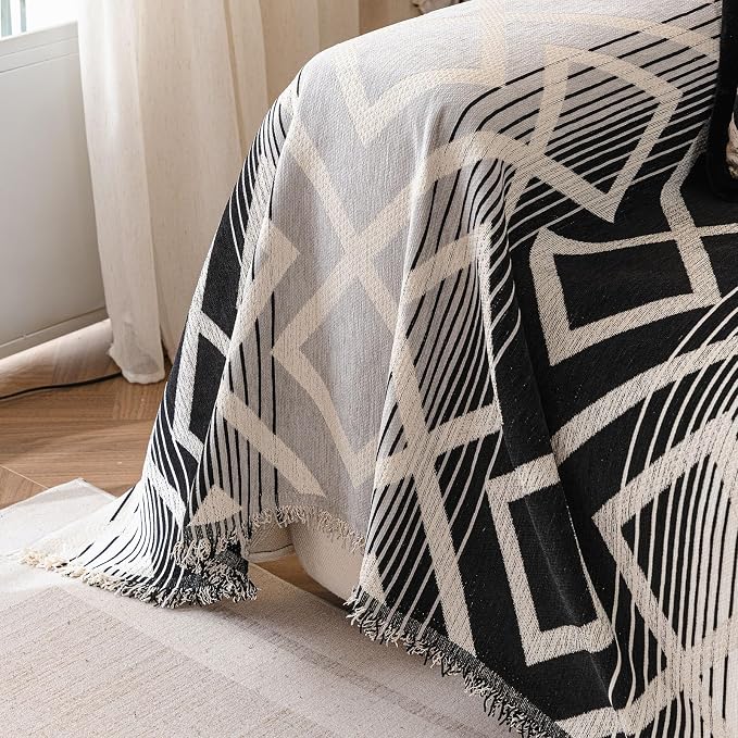 ROOMLIFE Couch Cover 3 Cushion Sofa, Washable Non Slip Furniture Sofa Protector Cover, Soft Chenille Sofa Slipcovers Sectional L Shape Dogs Couch Cover Throw Blanket with Tassels 71''X150'' - Image 8