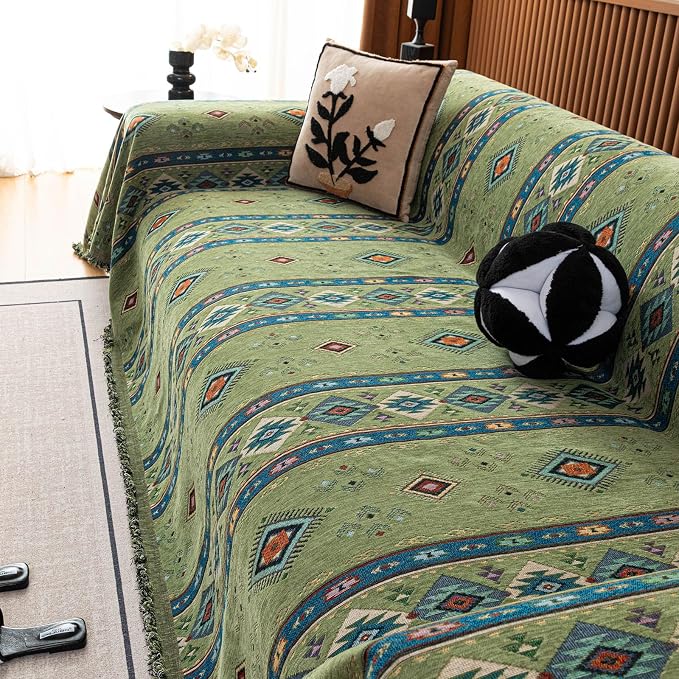 ROOMLIFE Couch Cover 3 Cushion Sofa, Washable Non Slip Furniture Sofa Protector Cover, Soft Chenille Sofa Slipcovers Sectional L Shape Dogs Couch Cover Throw Blanket with Tassels 71''X118'' - Image 4