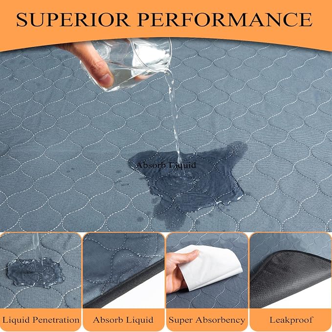 Bunlitent Washable Pee Pads for Dogs, 63'' Diagonal Octagon, 2 Pack, Grey | Designed for 24'' Width 8 Panels Dog Playpen, Non-Slip, Super Absorbent, Reusable, Waterproof, For Dog Playpen, Crate, Car - Image 3