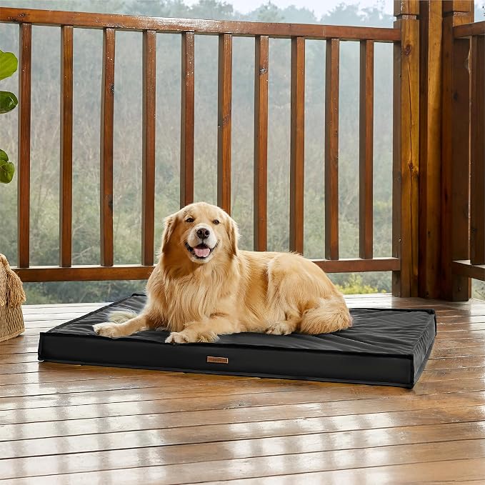 LE SURE Outdoor Waterproof XL Dog Bed,Orthopedic Pet Mat,44x32In | Crate Pad for Dogs with Oxford Fabric Surface,Removable Washable Cover,Egg Foam Kennel Pads,Non slip Bottom,Black - Image 6