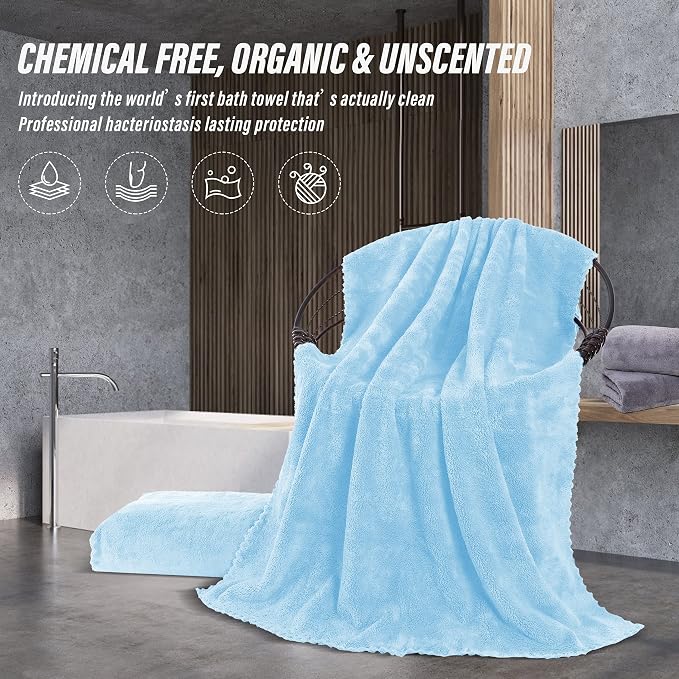 MOONQUEEN 2 Pack Premium Bath Towel Set - Quick Drying - Microfiber Coral Velvet Highly Absorbent Towels - Multipurpose Use as Bath Fitness, Bathroom, Shower, Sports, Yoga Towel (Aquamarine) - Image 5