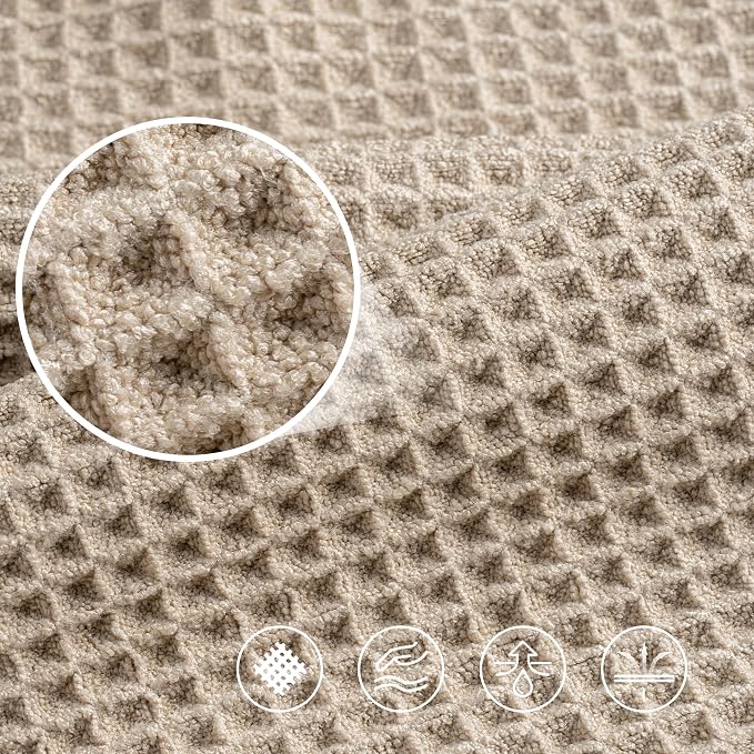 POLYTE 430 GSM Microfiber Oversize Quick Dry Lint Free Bath Towel, 60 x 30 in, 4 Pack (Waffle Weave) - Image 5