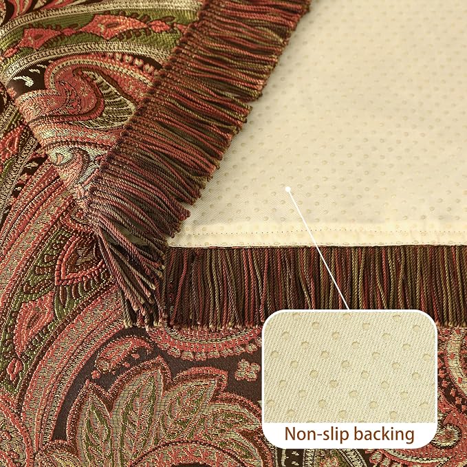 Loom and Mill Luxury Jacquard Sofa Arm Covers 2 PCS, Multi Color, 20x24in | Classic Paisley Couch Armrest Cover with Tassels, Non-Slip Furniture Protector for Chair Sofa Recliners Couch Dogs Pets - Image 4