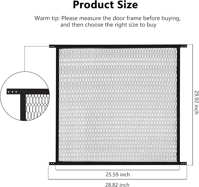 Guardian Steel Pet Grille Screen Door Protector for Dogs Pets Cats Scratch Protector Replacement (Black 30 Inch) Screen Door Guard Pet Proof Rv Screen Door Grill Guards (Black, 30 inch) - Image 2