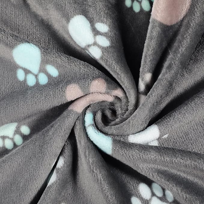 Tegeme 12 Pcs Pet Blankets 23 x 16 Inch Soft Fluffy Fleece Dog Cat Warm Paw Print Pattern Blankets Flannel Throw for Pets Dog Puppy Cat(Dark Gray) - Image 3