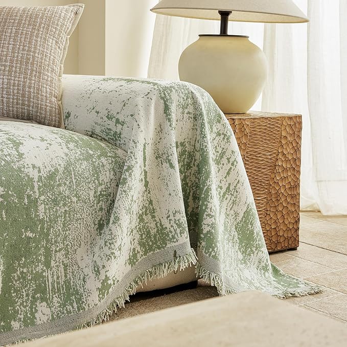 STACYPIK Boho Couch Cover Sofa Cover Washable, Abstract Geometric Sofa Covers for 3 Cushion Couch, Modern Aesthetics Green Jacquard Sofa Slipcover for Loveseat Pet Couch Covers for Sectional-71X134IN - Image 9